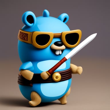 Go Blue Gopher as Blue Samurai Gopher