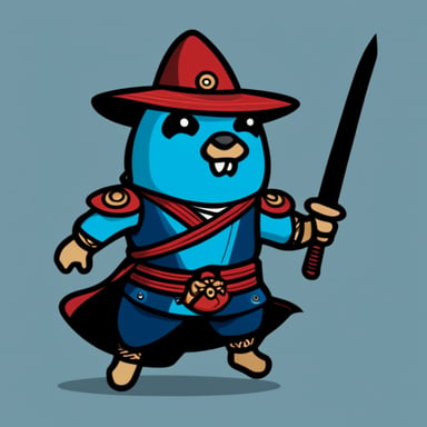 Go Blue Gopher as Blue Samurai Gopher