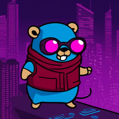 Go blue gopher as cyberpunk gopher