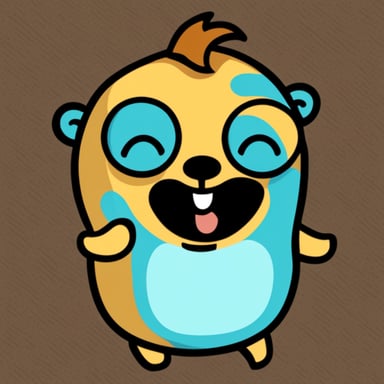 Happy Go Blue Gopher with ginger hair.