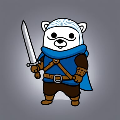 Go Blue Gopher as Geralt, wielding two swords from The Witcher 3 game.