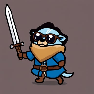 Go Blue Gopher as Geralt, wielding two swords from The Witcher 3 game.