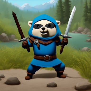 Go Blue Gopher as Geralt wields two swords from The Witcher 3 game.