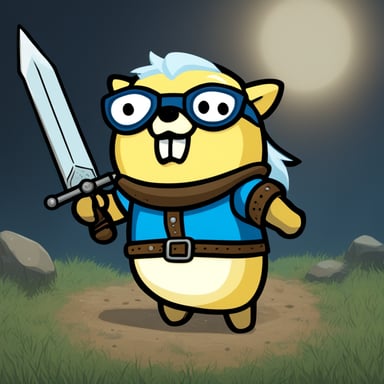 Go Blue Gopher as Geralt wields two swords from The Witcher 3 game.