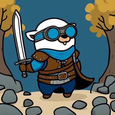 Go Blue Gopher as Geralt wields two swords from The Witcher 3 game.