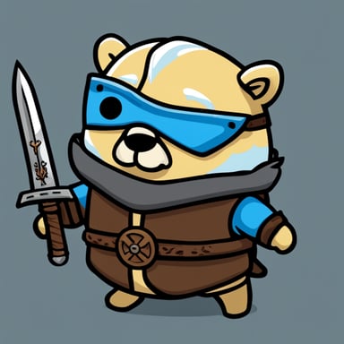 Go Blue Gopher as Geralt, wielding two swords from The Witcher 3 game. Gopher without glasses.