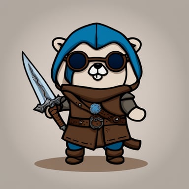 Go Blue Gopher as Geralt, wielding two swords from The Witcher 3 game. Gopher without glasses.