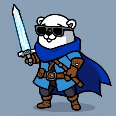 Go Blue Gopher as Geralt, wielding one sword from The Witcher 3 game. Gopher doesn't have glasses but carries a potion.