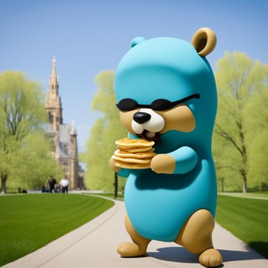 Go Blue Gopher eating a Breton crepe.