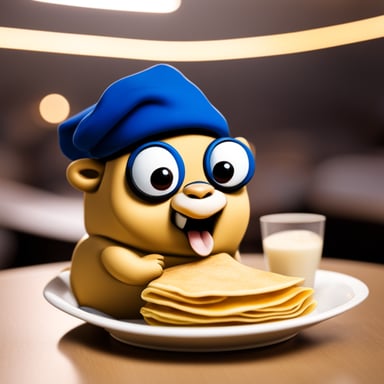 Go Blue Gopher eating a Breton crepe.
