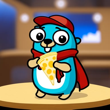 Go Blue Gopher eating a Breton crepe.