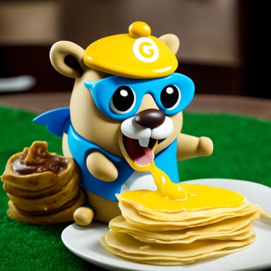 Go Blue Gopher eating a Breton crepe.