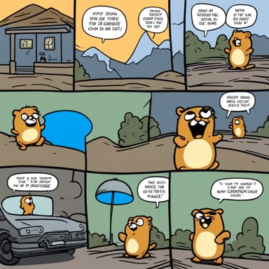 Comics with 4 pictures featuring Go Blue Gopher in Garfield style.