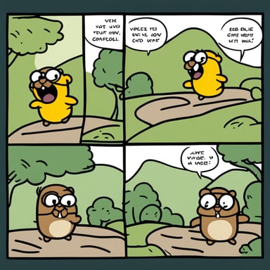 Comics with 4 pictures featuring Go Blue Gopher in Garfield style.