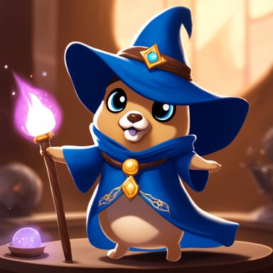 Go blue gopher as a beautiful female mage.