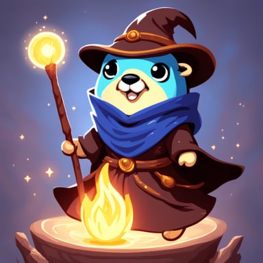 Go blue gopher as a beautiful female mage.