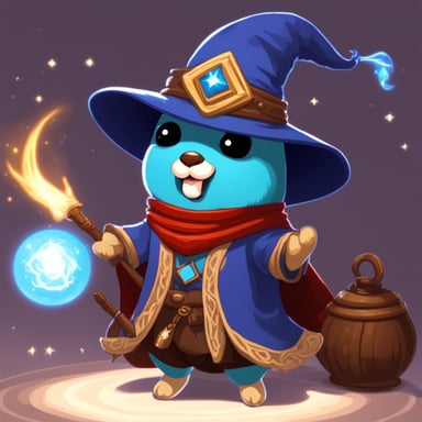 Go blue gopher as a beautiful female mage.