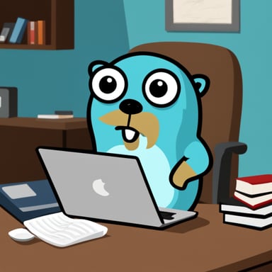 Go Blue Gopher coding like his life depends on it.