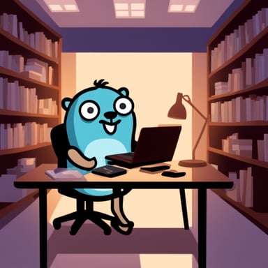 Go Blue Gopher coding like his life depends on it.