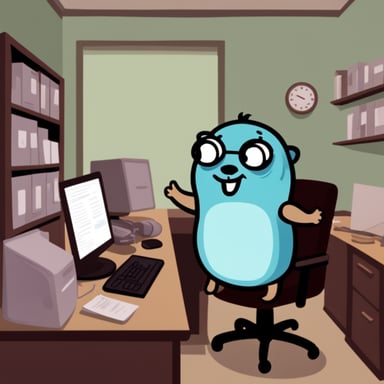 Go Blue Gopher coding like his life depends on it.