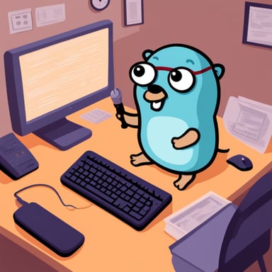 Go Blue Gopher coding like his life depends on it.