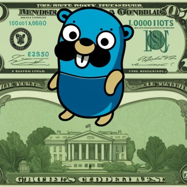 US Money bills featuring Go Blue Gopher instead of presidents.