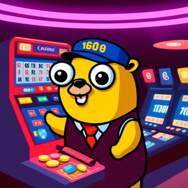Go blue gopher at the casino, winning money everywhere.