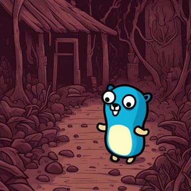 Go Blue Gopher in a horror setting.