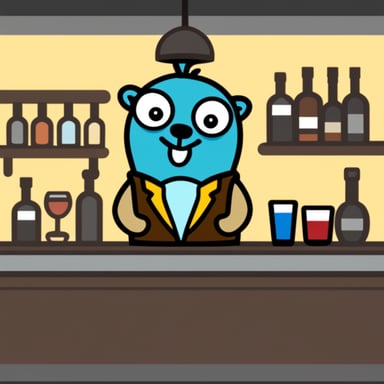 Go Blue Gopher as the barman.