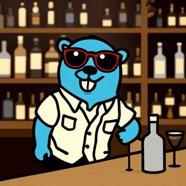 Go Blue Gopher as the barman.