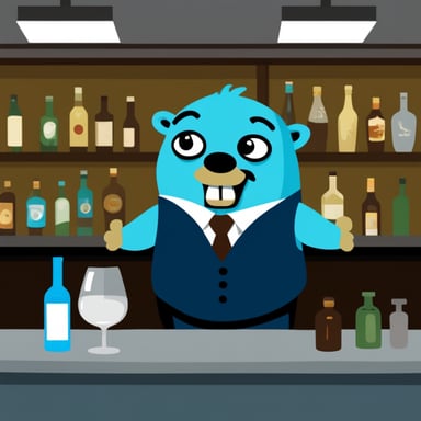 Go Blue Gopher as the barman.