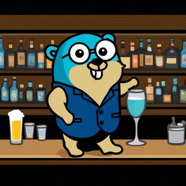 Go Blue Gopher as the barman.