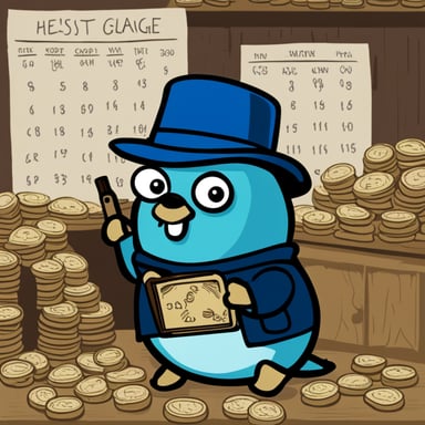 A go blue gopher planning a heist.