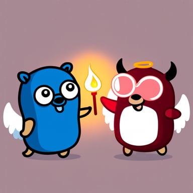 Go Blue Gopher as Angel and Devil