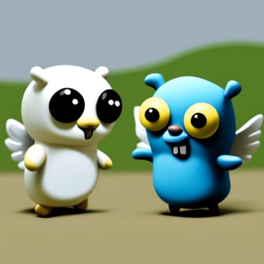 Go Blue Gopher as Angel and Devil
