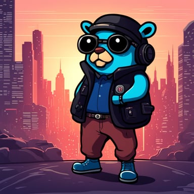 Go Blue Gopher as a cyberpunk gopher, cartoon style.