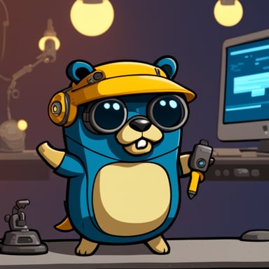 Go Blue Gopher as a cyberpunk gopher, cartoon style.