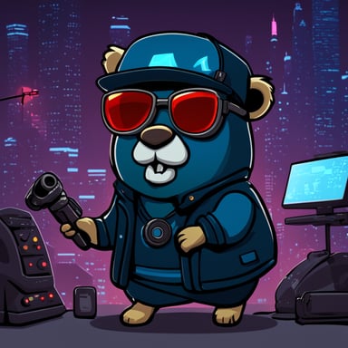 Go Blue Gopher as a cyberpunk gopher, cartoon style.