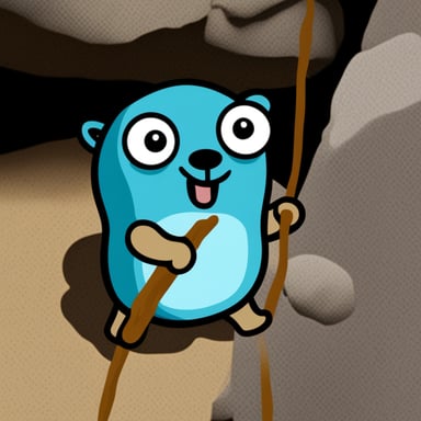 Go Blue Gopher doing rock climbing.
