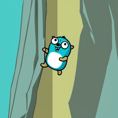 Go Blue Gopher doing rock climbing.