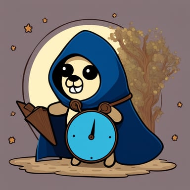 A go blue gopher enveloped in mystery, cloaked and holding a compass, embarks on a secret quest.