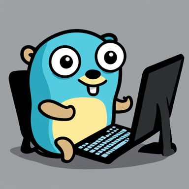Go Blue Gopher crying on a computer.