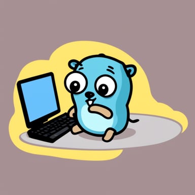 Go Blue Gopher crying on a computer.