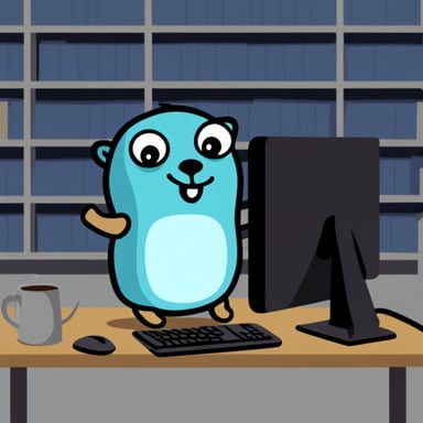 Go Blue Gopher crying on a computer.