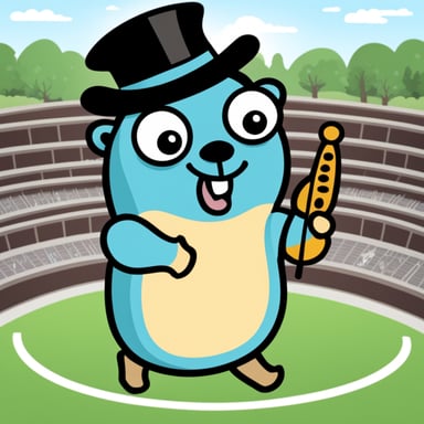 Happy Go Blue Gopher being an orchestra conductor.