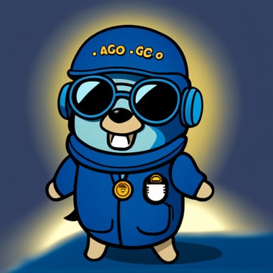 A go blue gopher being a pilot with pilot glasses.