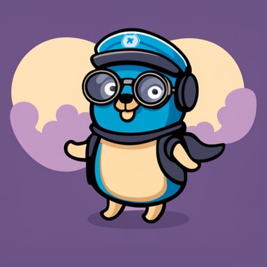 A go blue gopher being a pilot with pilot glasses.