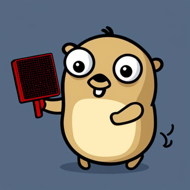 Go Blue Gopher is holding a RAM memory chip.