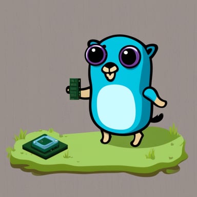 Go Blue Gopher is holding a RAM memory chip.