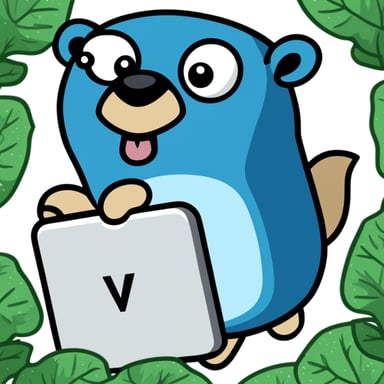 Cartoon Go Blue Gopher holding a RAM memory chip.